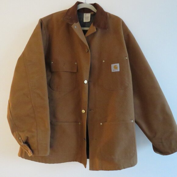 VINTAGE CARHARTT Mens Blanket Lined Duck Barn Chore Jacket Made in USA Utility - Picture 2 of 16